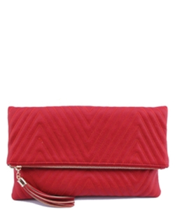 Chevron Quilted Bifold Crossbody Clutch LP048QA RED